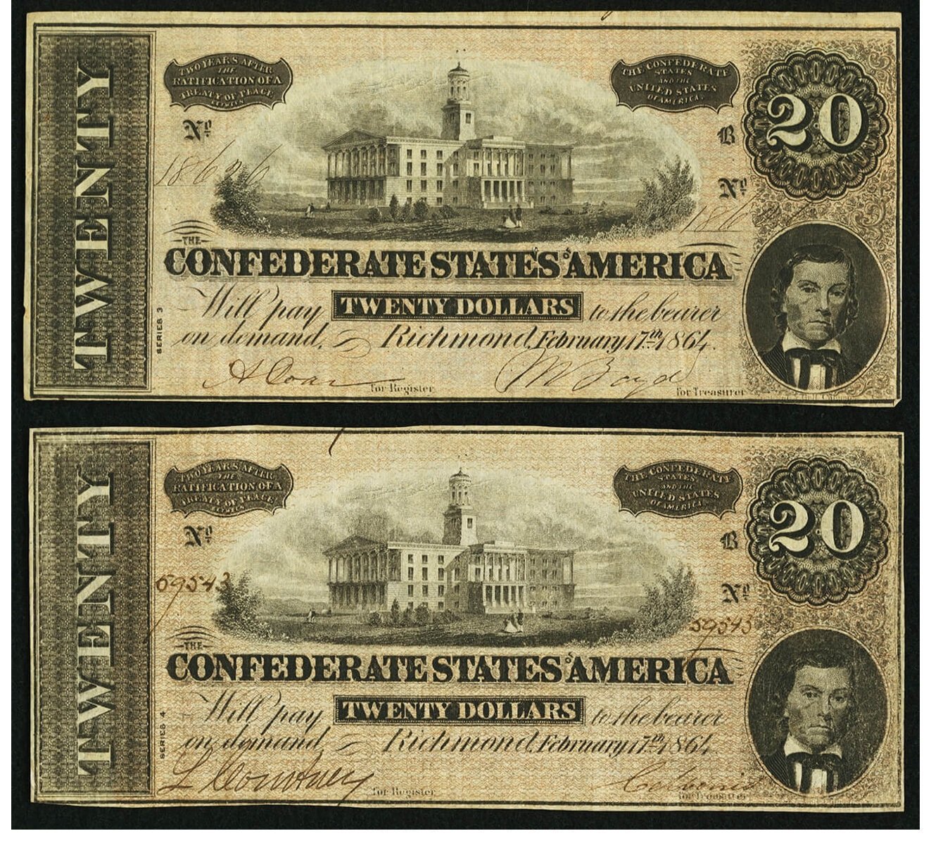 ها (10) T67 $20 1864 مثالان.. ... (المجموع: 2 ملاحظة) - الصورة 1