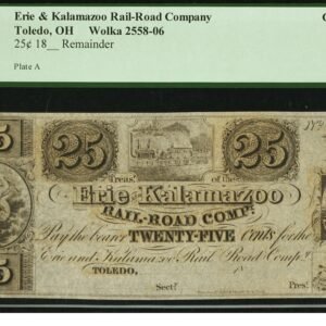 Toledo, OH - Erie & Kalamazoo Rail-Road Company 25c Wolka 2558-06 Remainder.