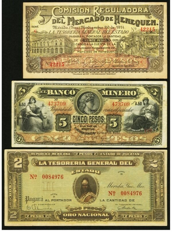 Trio of Mexican Revolutionary Notes from Three Different Issuers.. ... (Total: 3 notes) - Image 1
